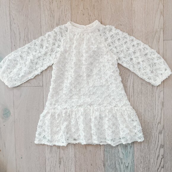 EUC Zara Girls Lace Floral Dress Ecru Ivory Wedding Flower Girl Special Occasion - Picture 2 of 5